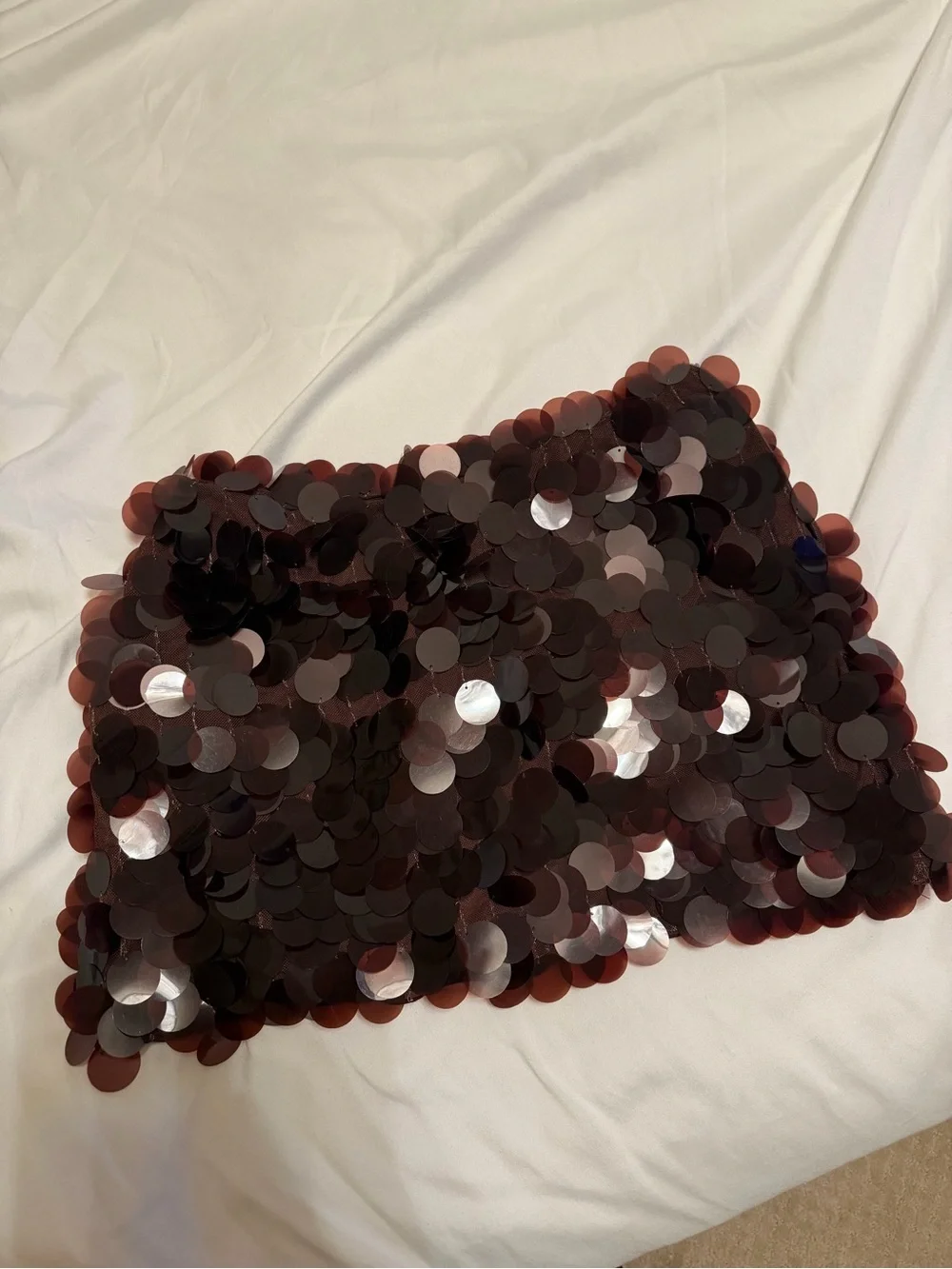 12th Tribe Chocolate Brown Sequin Mini Skirt